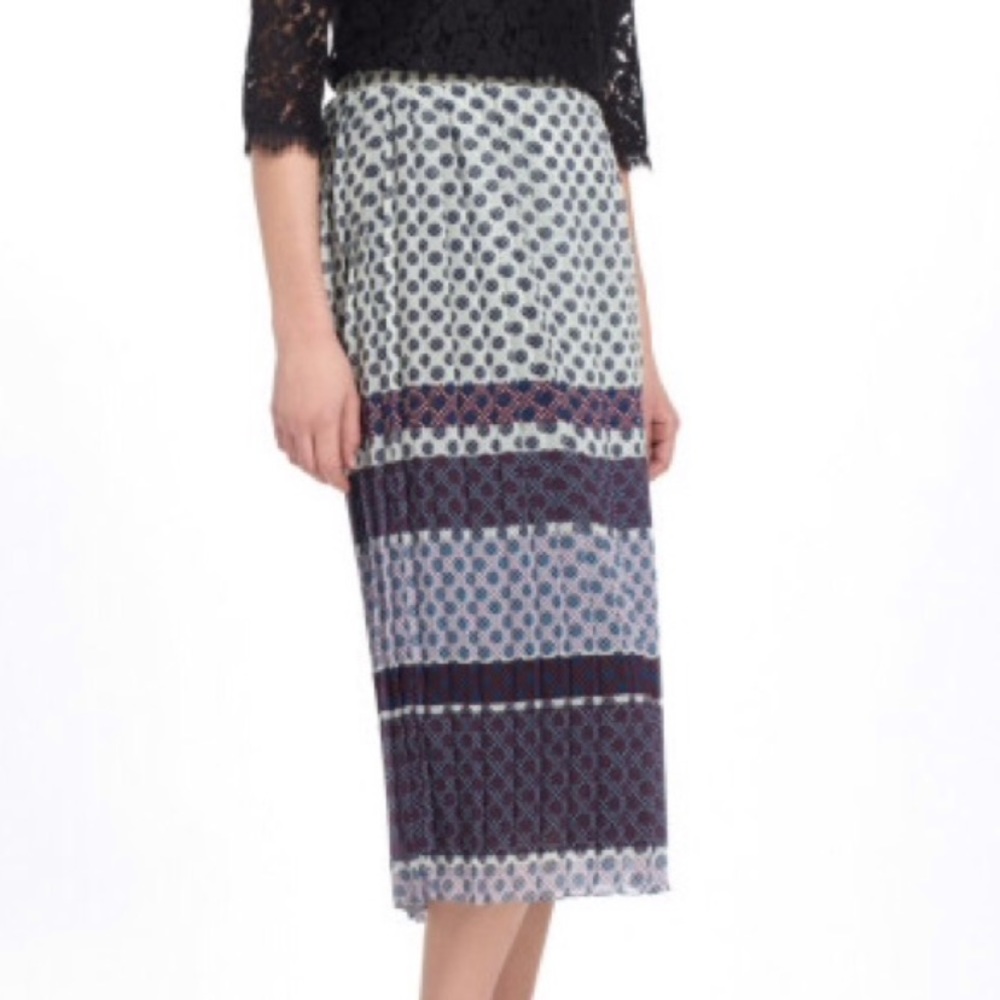 Anthropologie Blue and White Midi Skirt